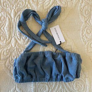 NWT WeWoreWhat halter bra top in soft blue women's size S